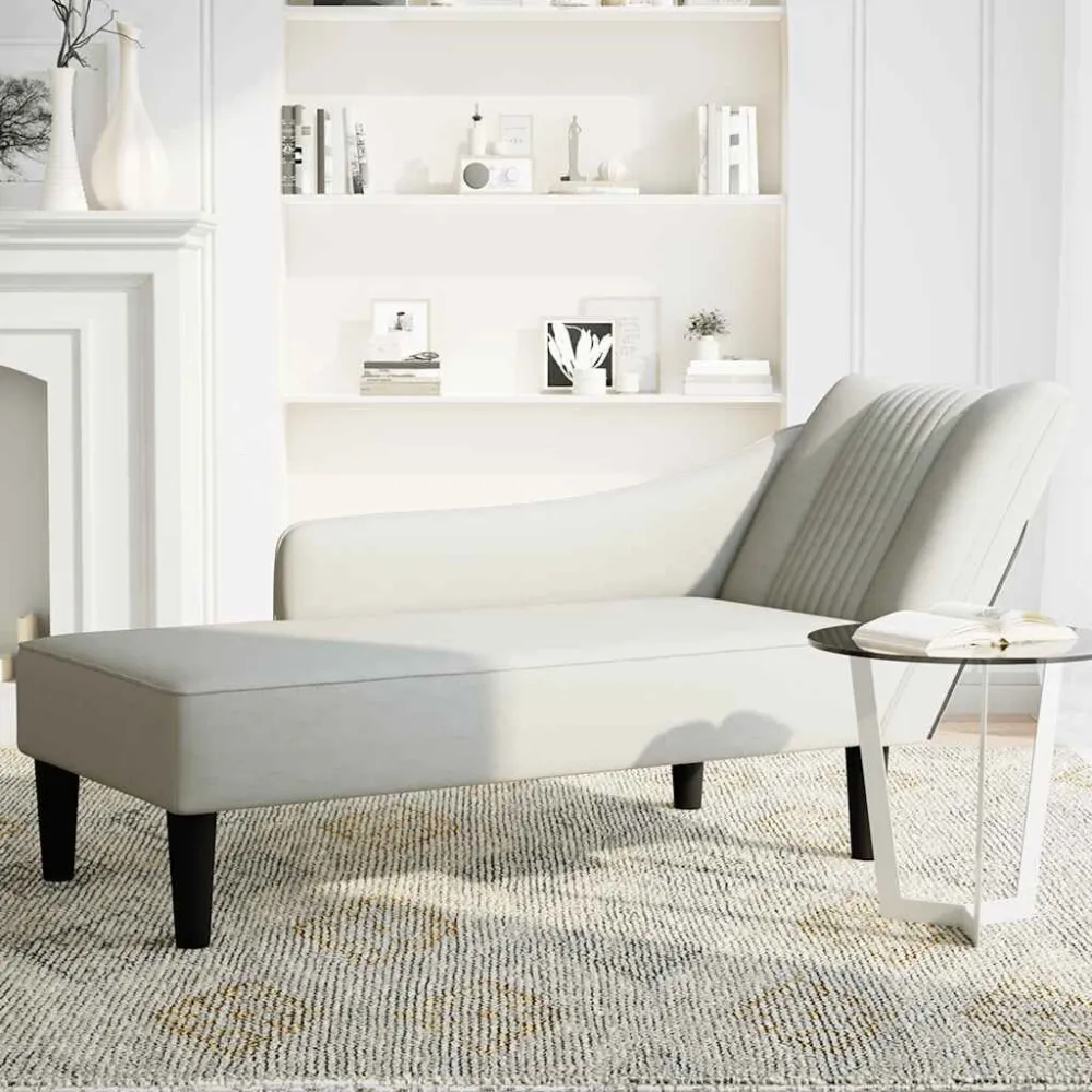 Chaise longue met rechterarmleuning fluweel lichtgrijs