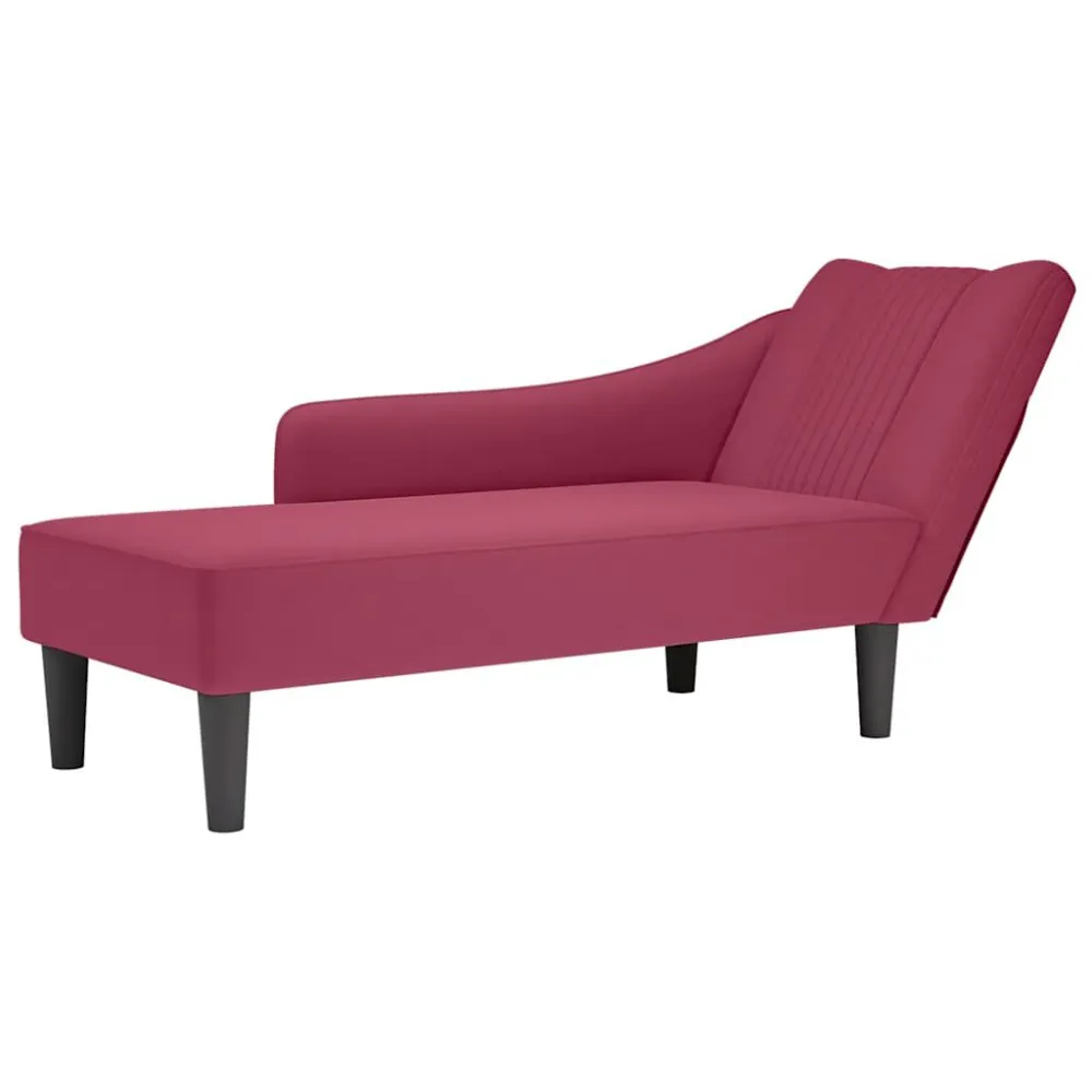 Chaise longue met rechterarmleuning fluweel wijnrood