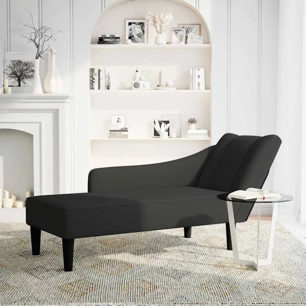 Chaise longue met rechterarmleuning fluweel zwart