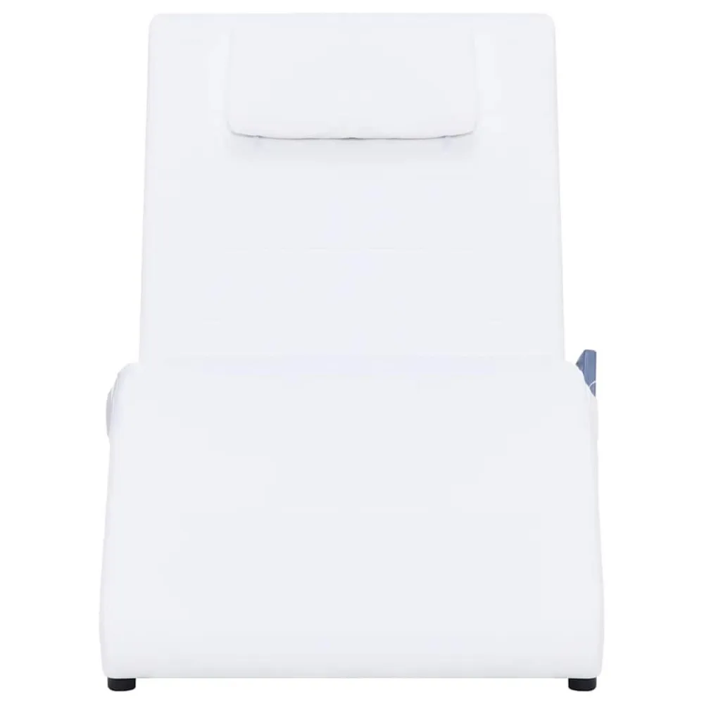 Massage chaise longue met kussen kunstleer wit