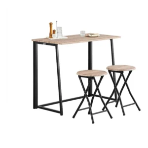 SoBuy OGT18-N Eettafel Set 3-delige Klaptafel met 2 Krukken Eetstoel Tuinzitgroep Keukentafel