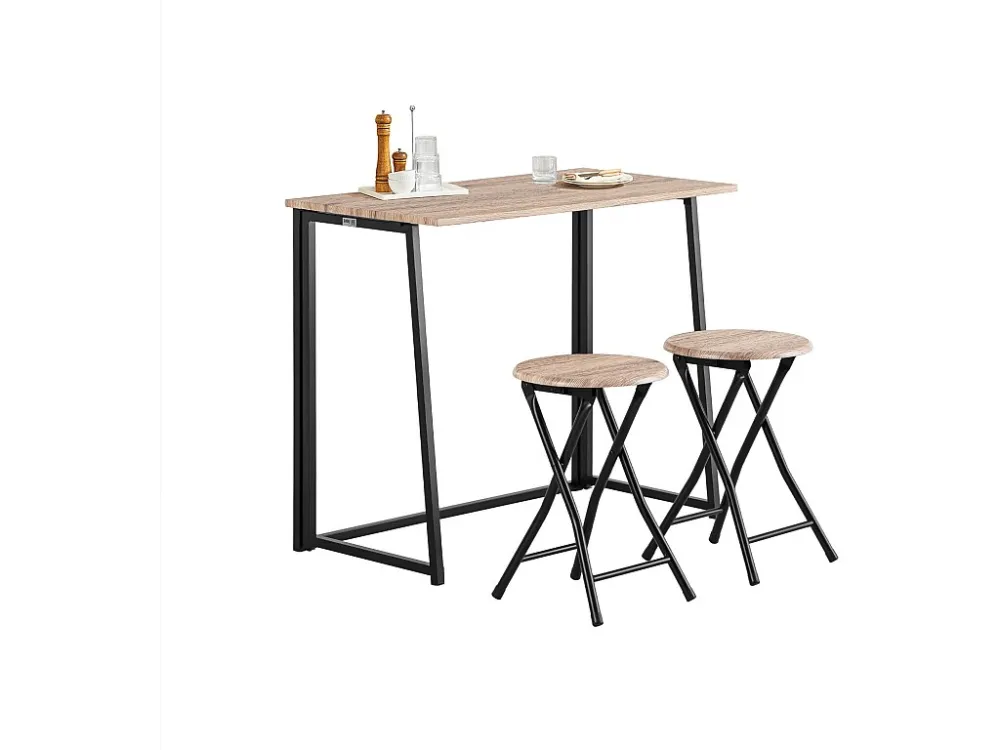 SoBuy OGT18-N Eettafel Set 3-delige Klaptafel met 2 Krukken Eetstoel Tuinzitgroep Keukentafel