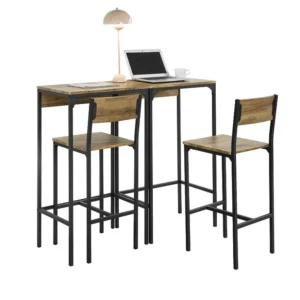 SoBuy OGT42-F 4-delige set van 2 hoge tafels en 2 barstoelen, eettafelset