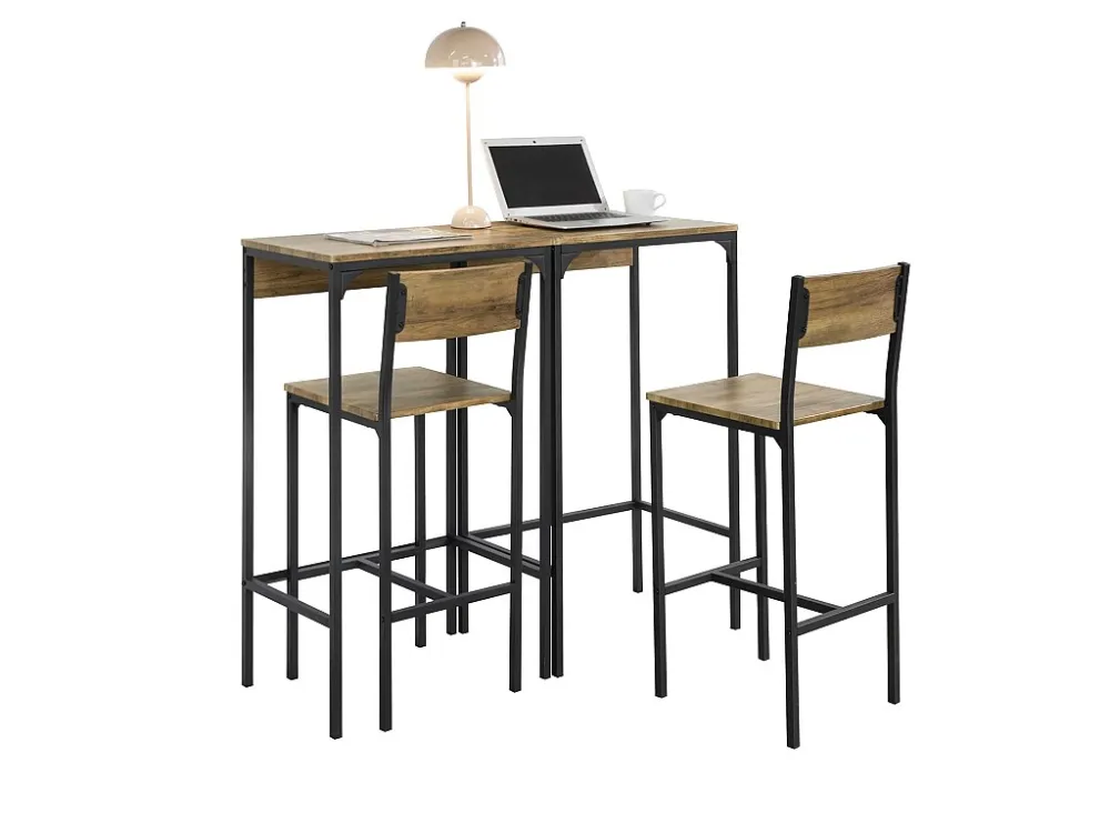 SoBuy OGT42-F 4-delige set van 2 hoge tafels en 2 barstoelen, eettafelset