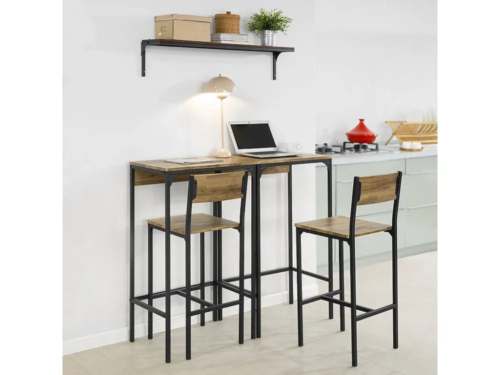 SoBuy OGT42-F 4-delige set van 2 hoge tafels en 2 barstoelen, eettafelset
