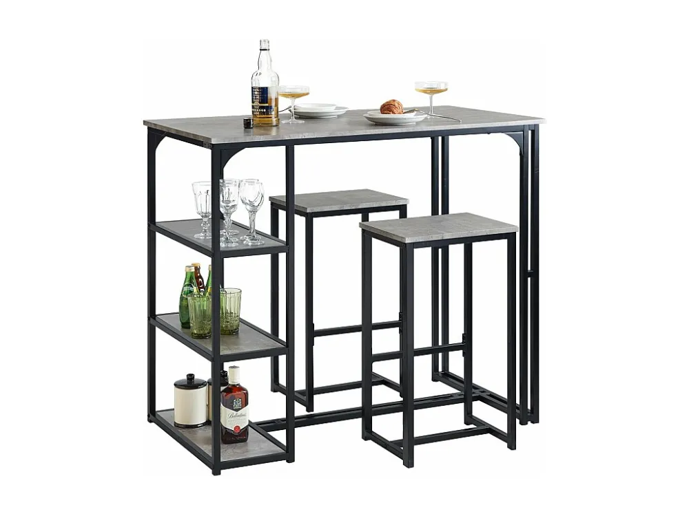 SoBuy OGT43-HG Set van tafel en 2 barkrukken, barkruk + barstoelen, bistrotafel, statafel, barset, kinderstoel, voor balko...