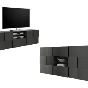 Set buffetkast + TV meubel - CALISTO - Antraciet gelakt - Koop nu eenvoudig online