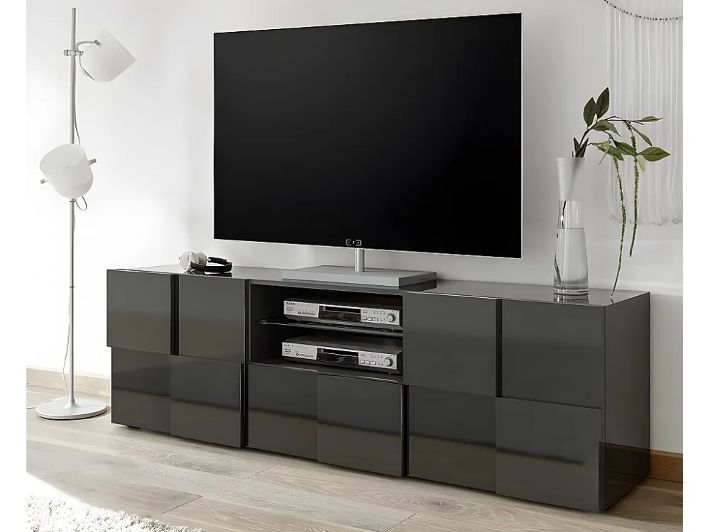 Set buffetkast + TV meubel - CALISTO - Antraciet gelakt - Koop nu eenvoudig online