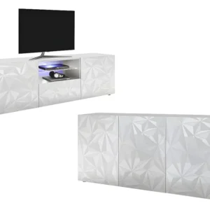 Set buffetkast + TV meubel - ERIS - Wit gelakt - Koop nu eenvoudig en goedkoop online
