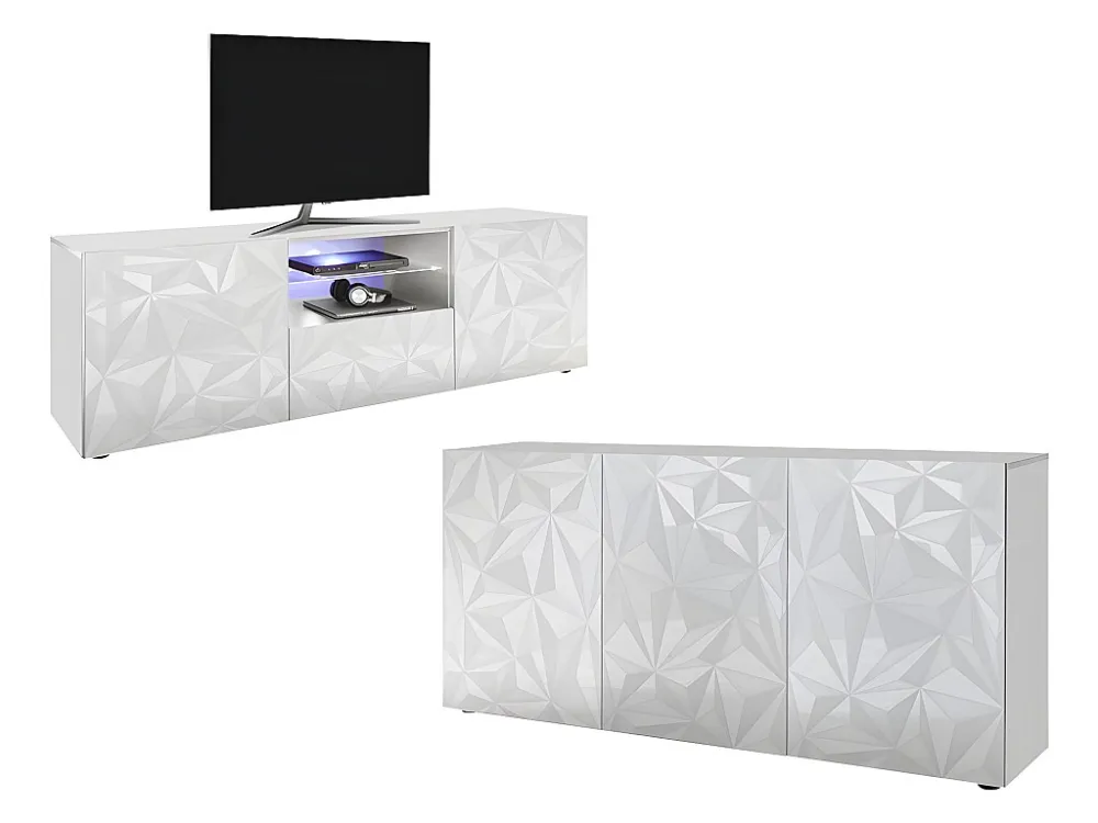 Set buffetkast + TV meubel - ERIS - Wit gelakt - Koop nu eenvoudig en goedkoop online
