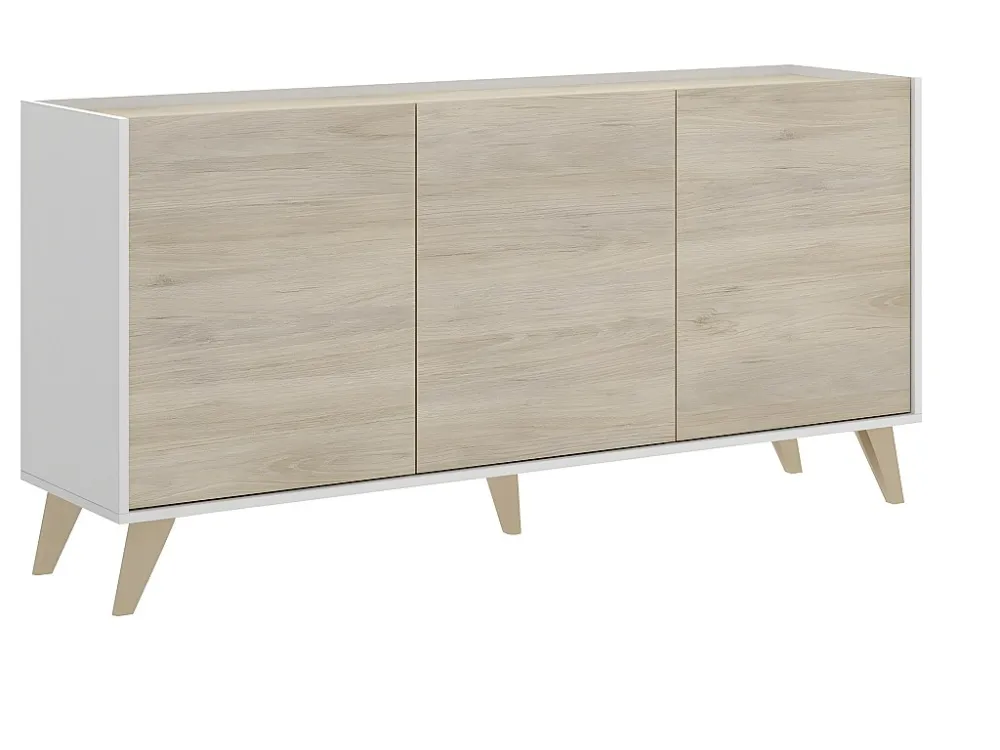 Set "scandinavische woonkamer" KOLYMA: Salontafel + TV-meubel + buffetkast - Wit / eiken