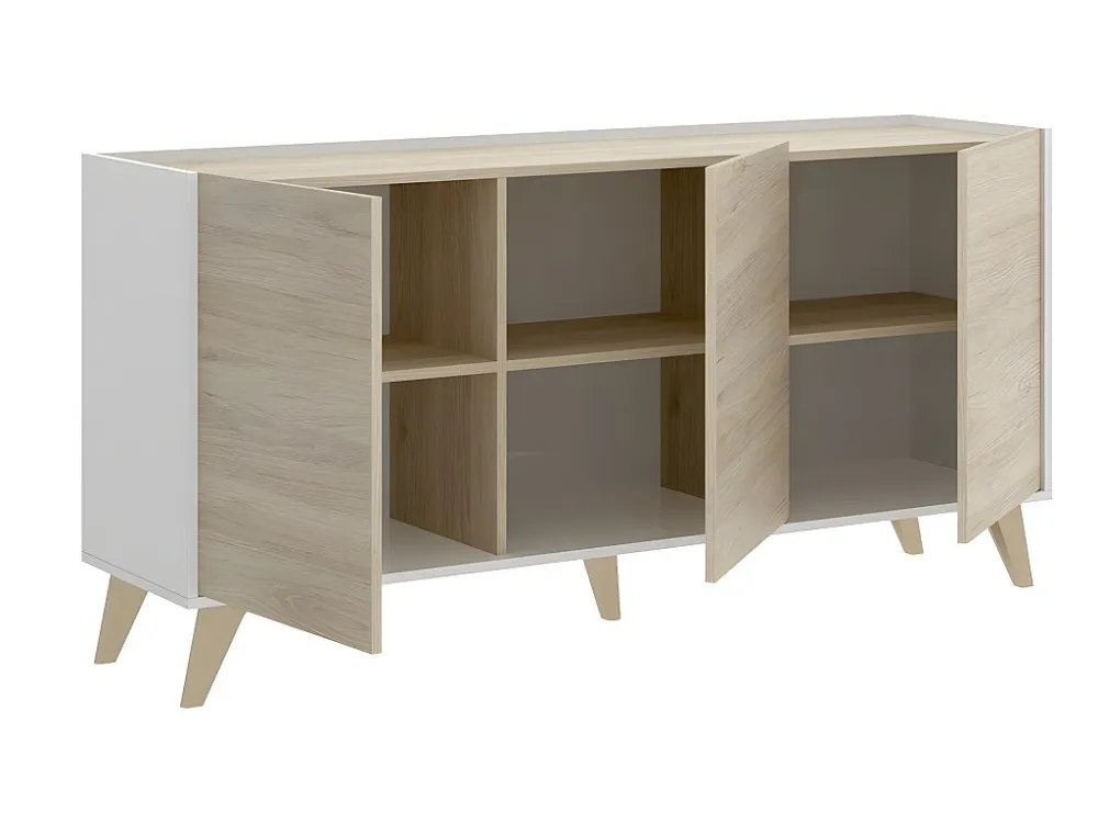 Set "scandinavische woonkamer" KOLYMA: Salontafel + TV-meubel + buffetkast - Wit / eiken