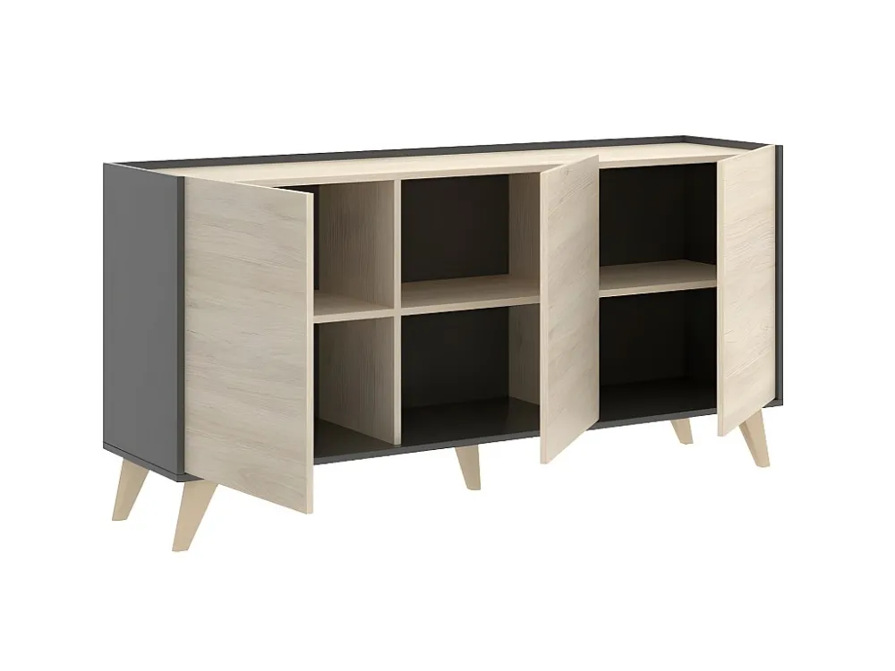 Set "scandinavische woonkamer" KOLYMA: Salontafel + TV-meubel + buffetkast - Antr./eiken
