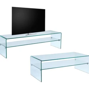 Set "woonkamer": Salontafel + TV-meubel - Gehard glas - STILEOS
