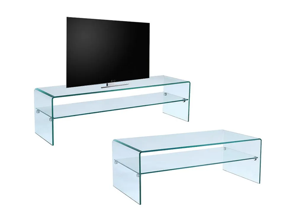 Set "woonkamer": Salontafel + TV-meubel - Gehard glas - STILEOS