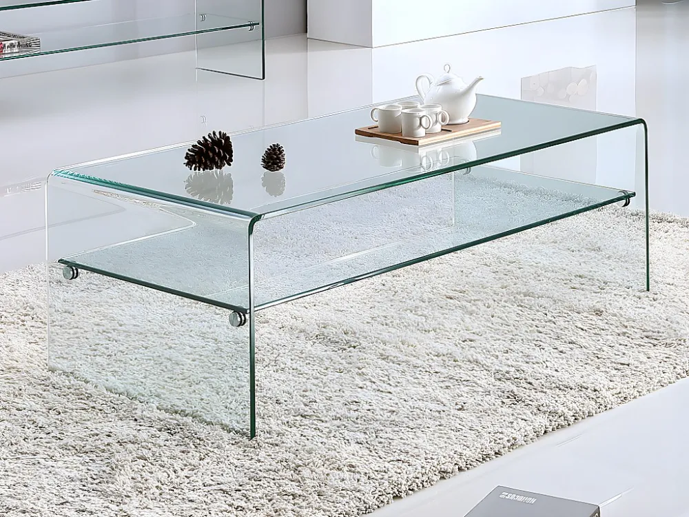 Set "woonkamer": Salontafel + TV-meubel - Gehard glas - STILEOS