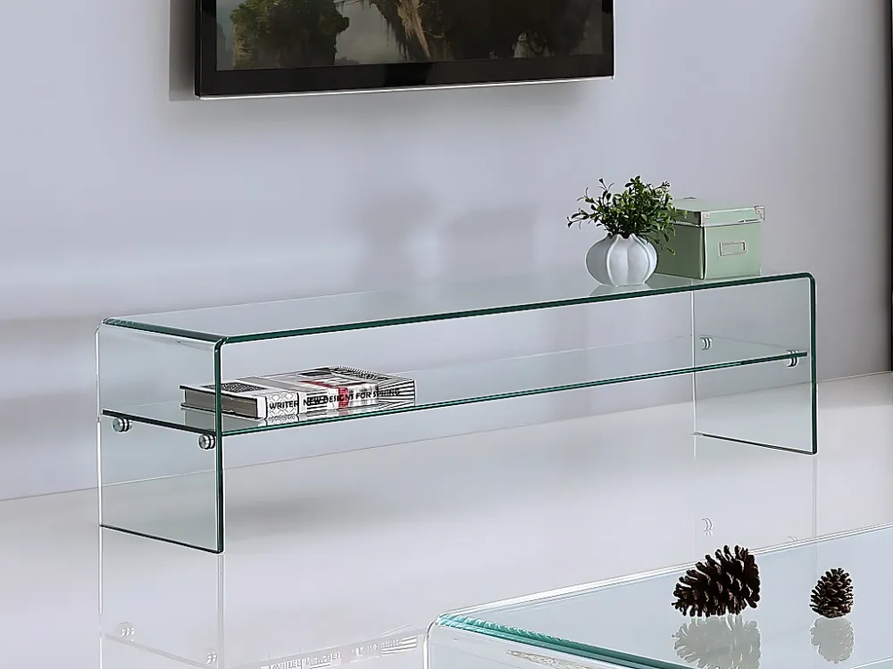 Set "woonkamer": Salontafel + TV-meubel - Gehard glas - STILEOS