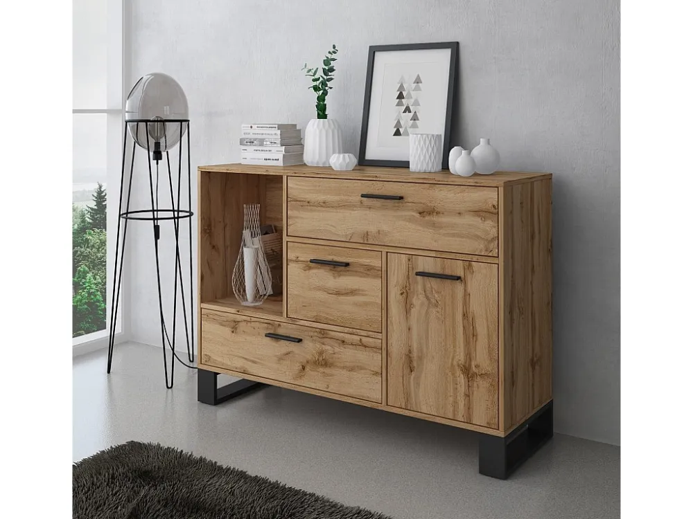 Furniture Set, Loft -model, 120x40x86, 91.5x50x45, 950x40x57cm, Buffet-Mesa Centro-Mueble TV, Rustieke eik, Noordse stijl...