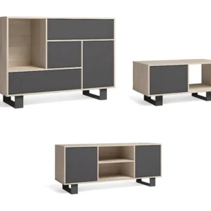 Modulaire woonkamer set, Windmodel, 120x40x86cm / 137x40x57 cm / 92x50x45cm, 1 buffet, 1 mueble TV140 en 1 middentabel, Ei...
