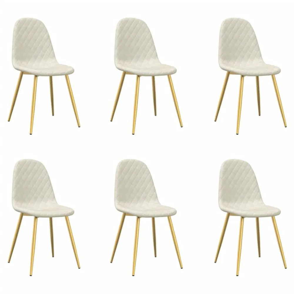 Eetkamerstoelen 6 st fluweel crèmewit