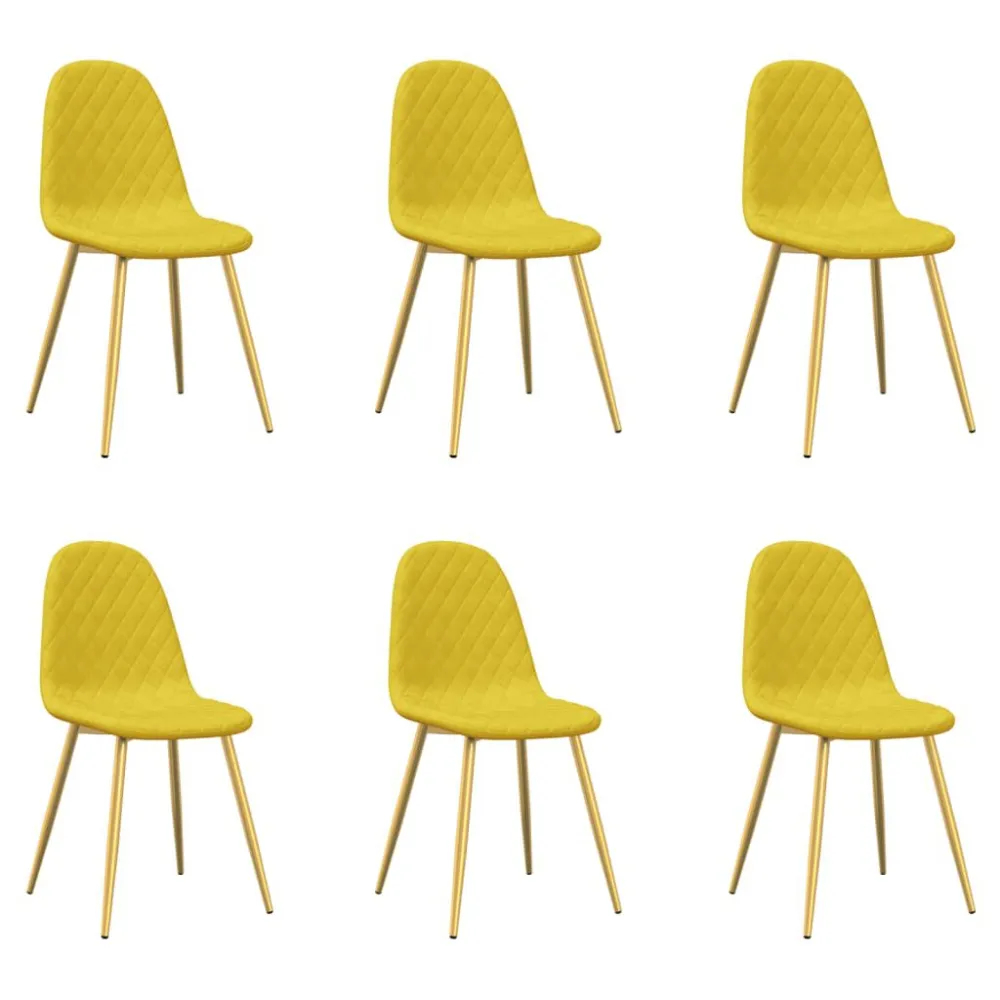 Eetkamerstoelen 6 st fluweel mosterdgeel