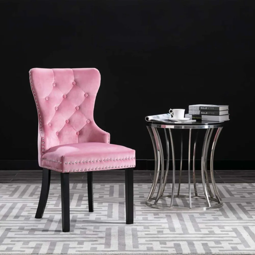 Eetkamerstoelen 2 st fluweel roze