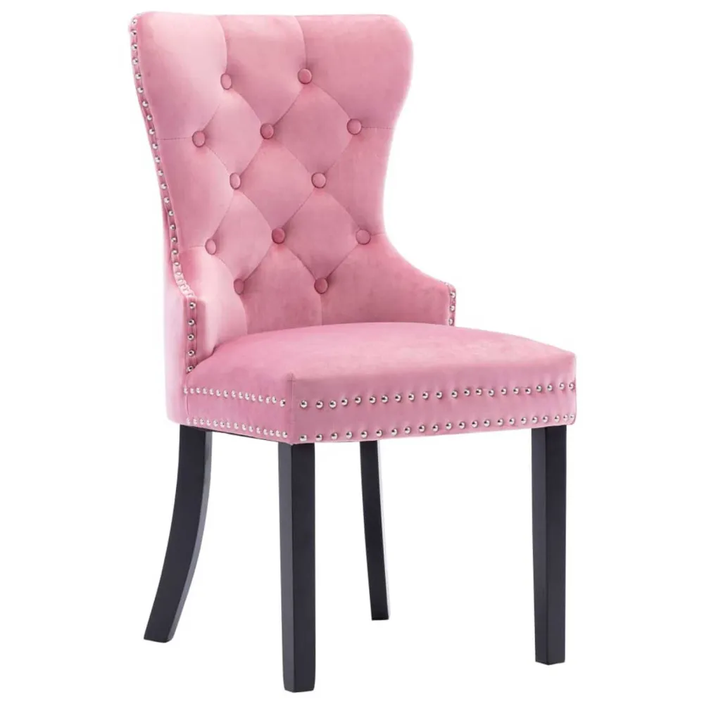 Eetkamerstoelen 2 st fluweel roze
