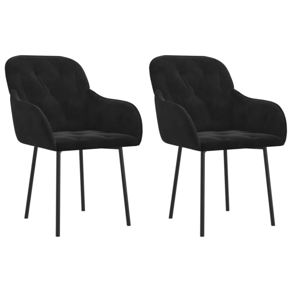 Eetkamerstoelen 2 st fluweel zwart