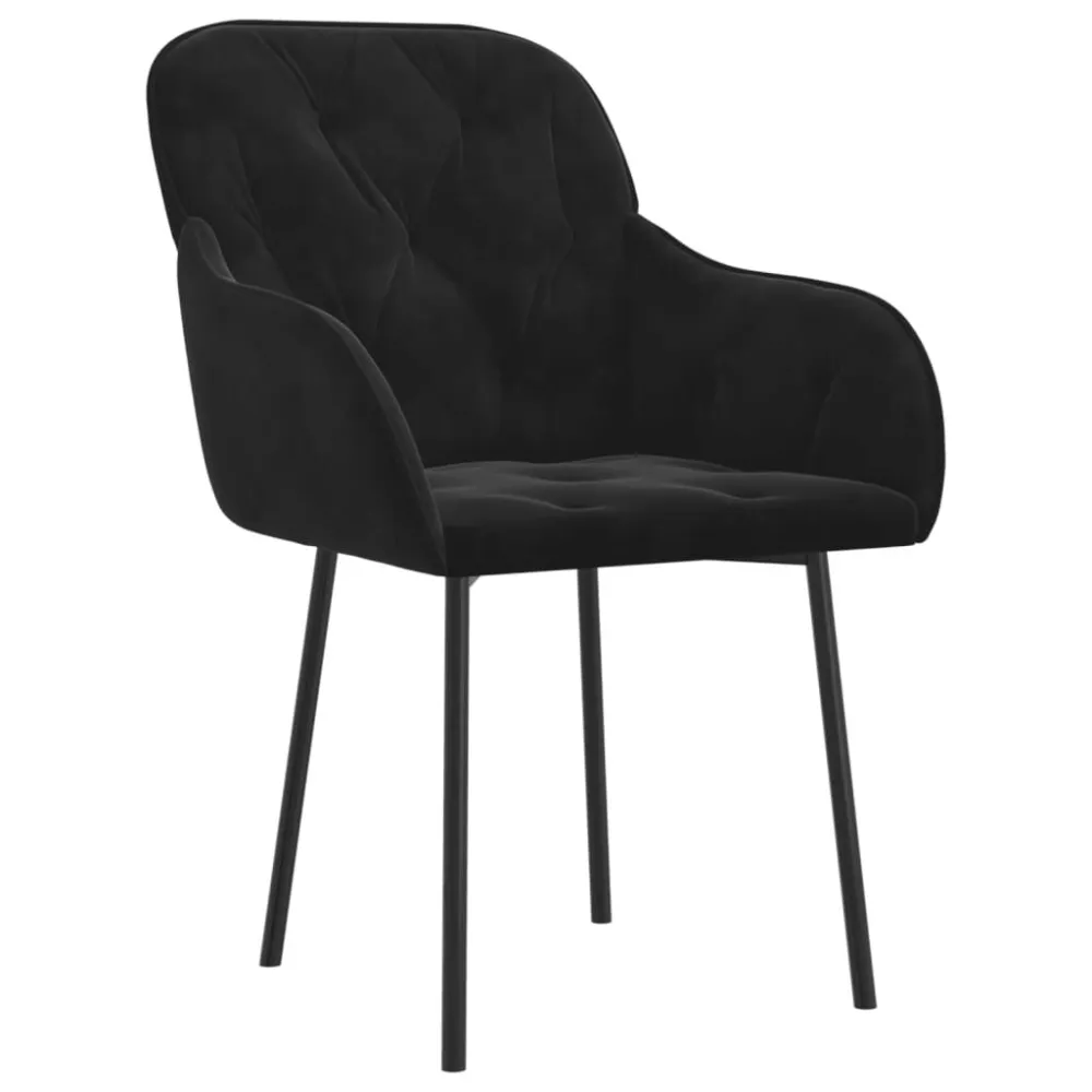Eetkamerstoelen 2 st fluweel zwart