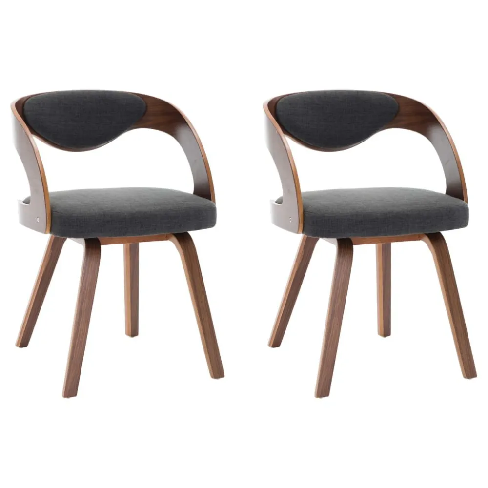 Eetkamerstoelen 2 st gebogen hout en stof donkergrijs