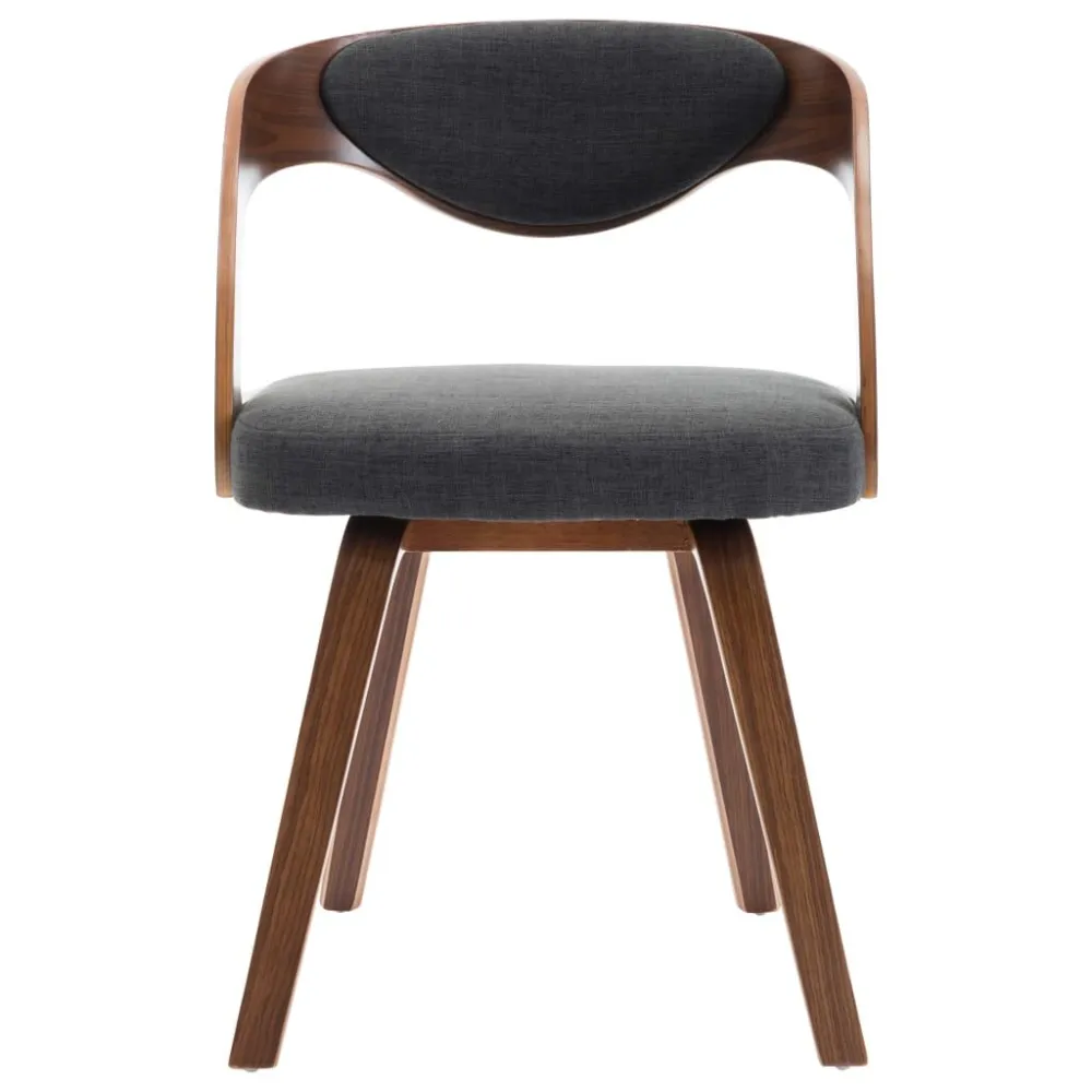Eetkamerstoelen 2 st gebogen hout en stof donkergrijs