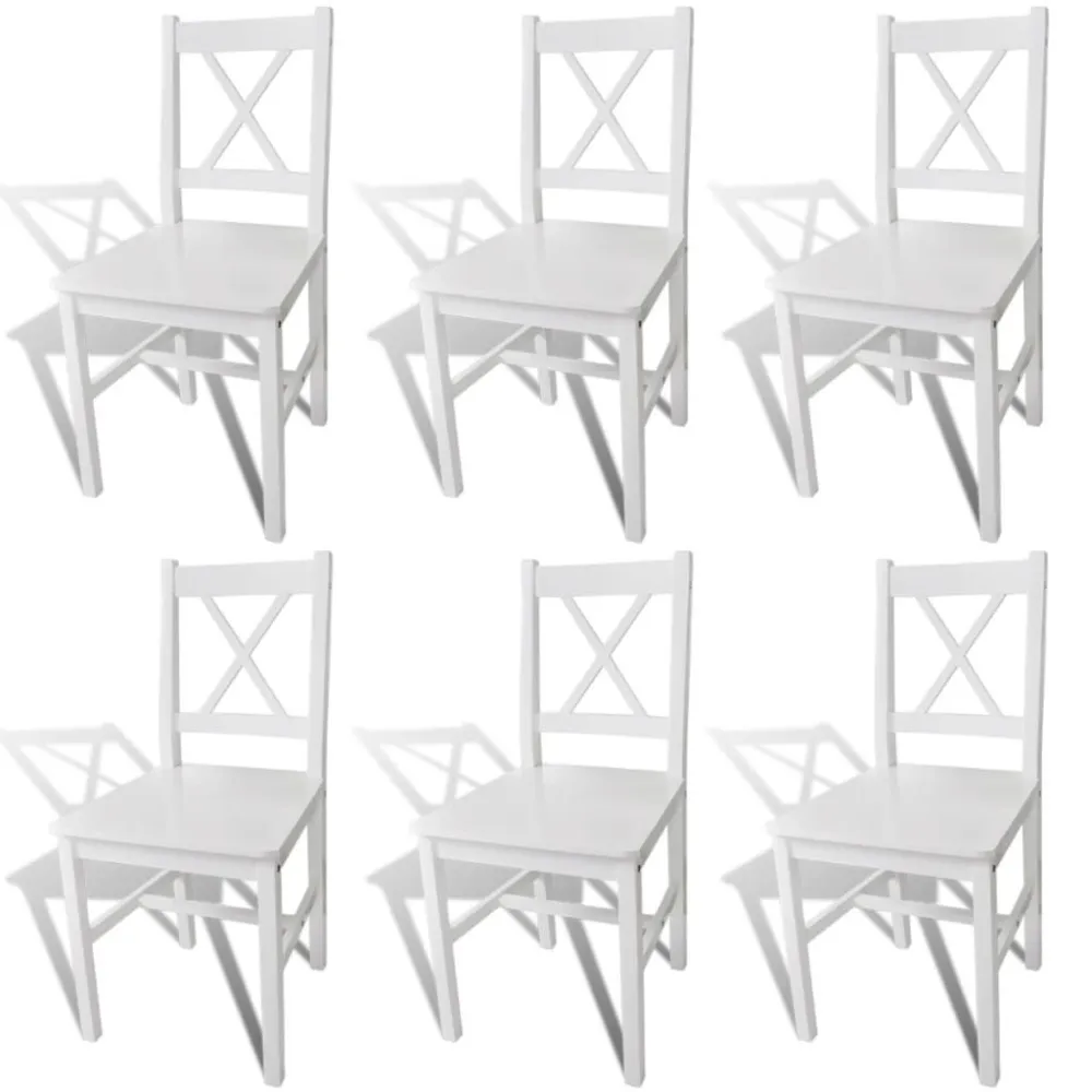 Eetkamerstoelen 6 st grenenhout wit