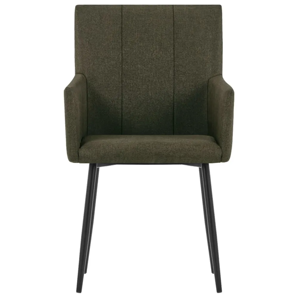 Eetkamerstoelen 2 st met armleuningen stof bruin
