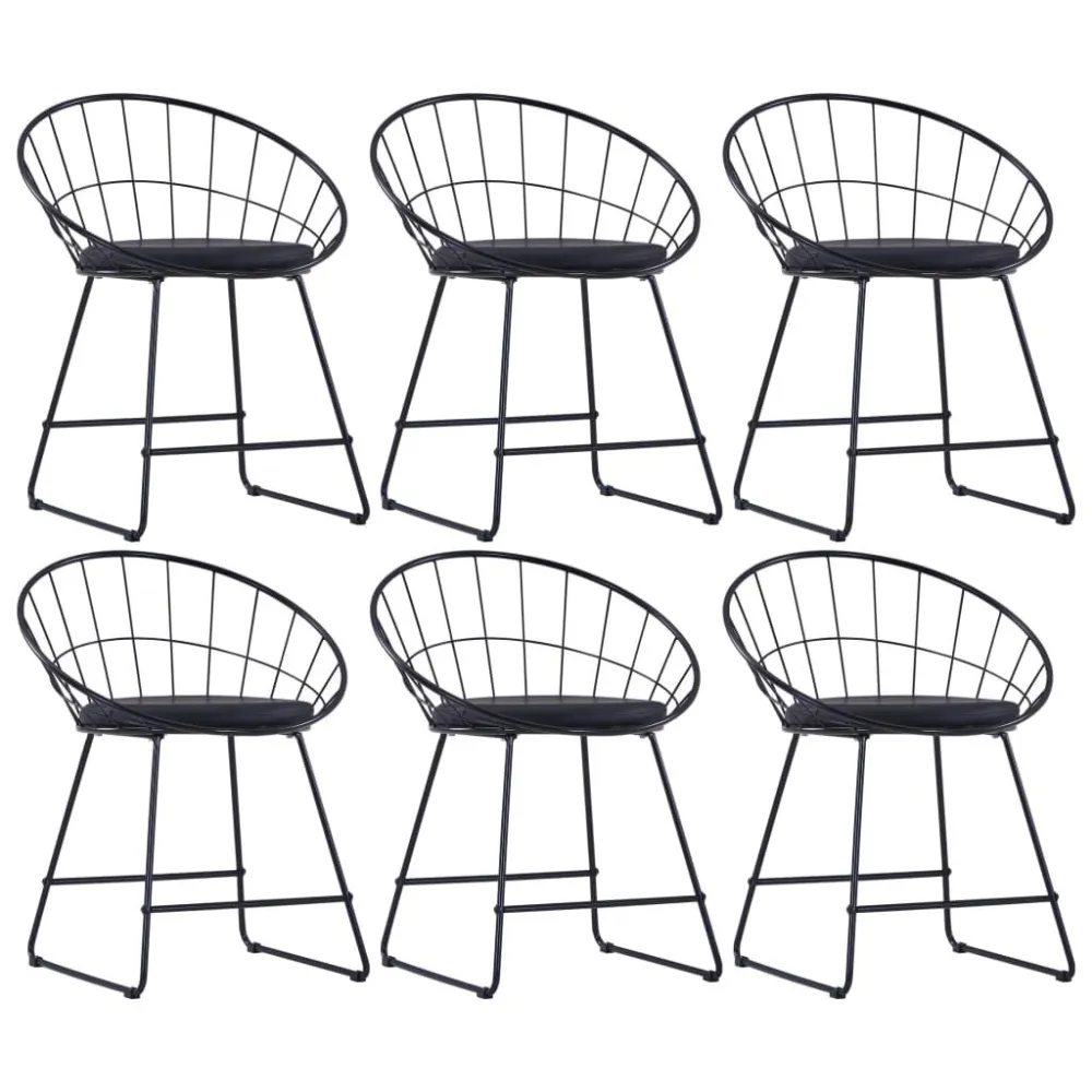 Eetkamerstoelen met kunstleren zittingen 6 st staal zwart