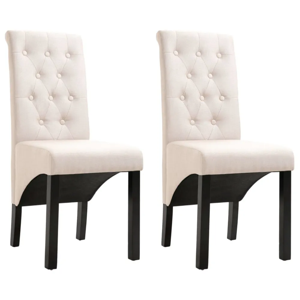 Eetkamerstoelen 2 st stof crèmekleurig