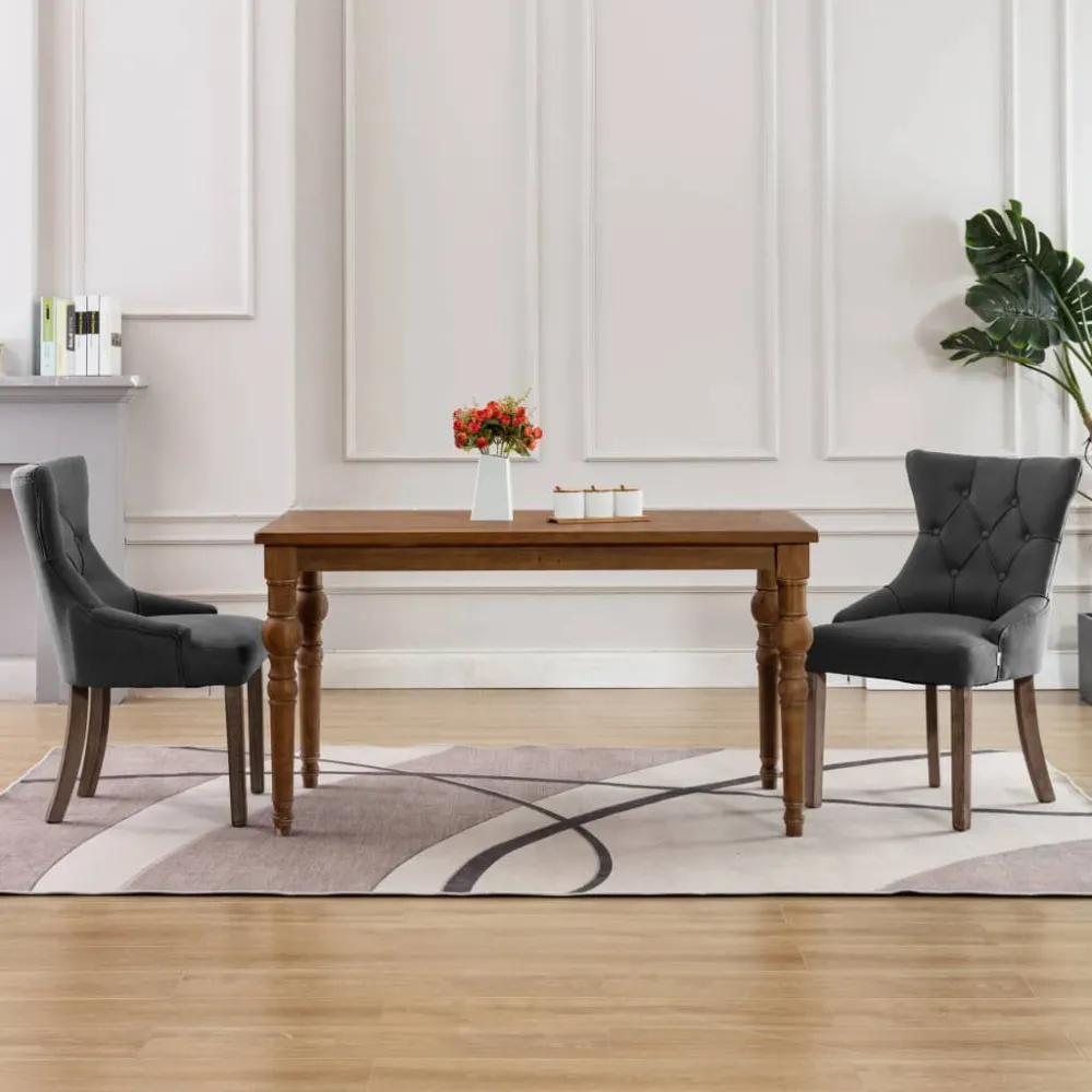 Eetkamerstoelen 2 st stof grijs