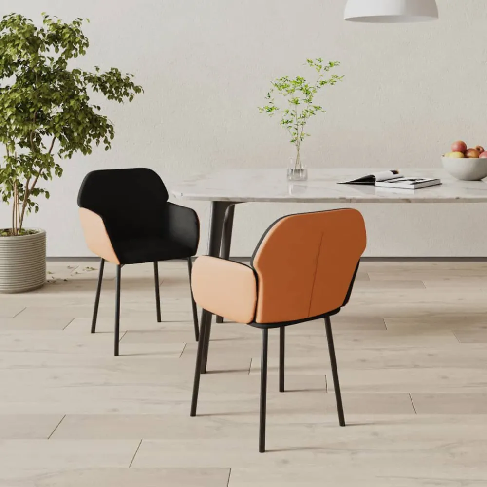 Eetkamerstoelen 2 st stof en kunstleer zwart