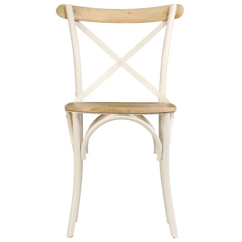 Kruisstoelen 6 st massief mangohout wit