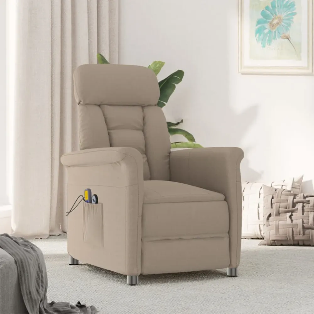 Massagestoel elektrisch kunstsuèdeleer taupe