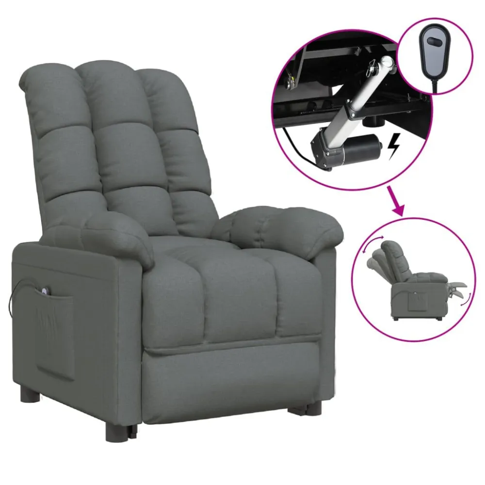 Fauteuil elektrisch verstelbaar stof donkergrijs