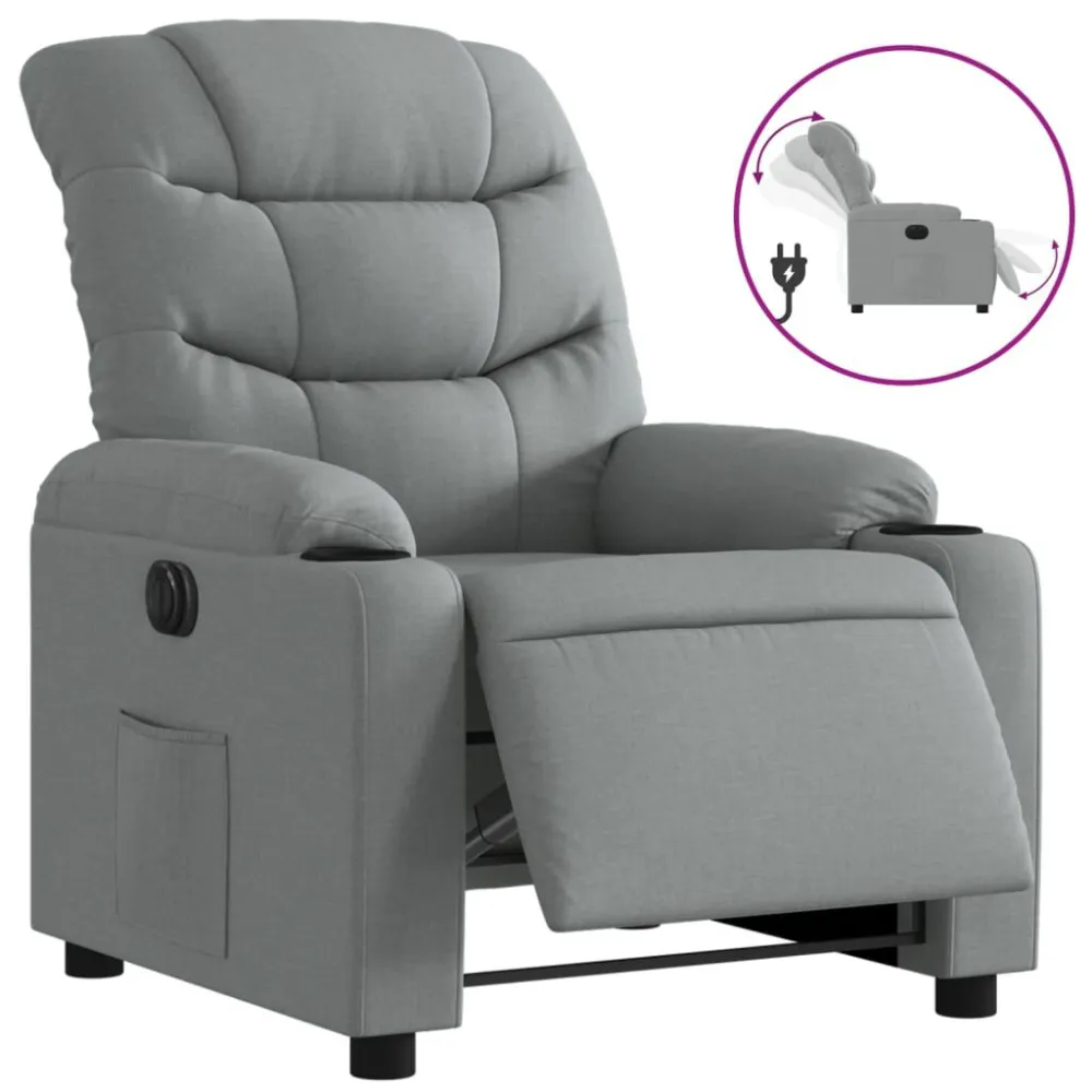 Fauteuil elektrisch verstelbaar stof lichtgrijs