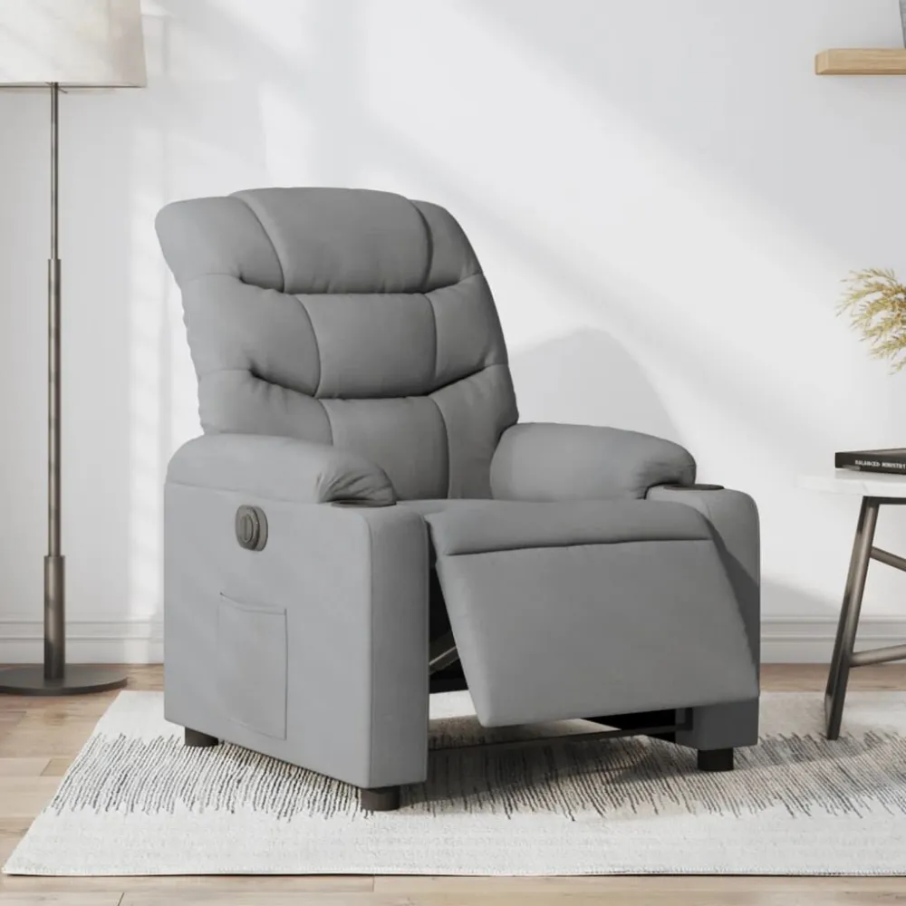 Fauteuil elektrisch verstelbaar stof lichtgrijs