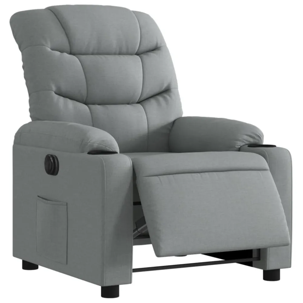 Fauteuil elektrisch verstelbaar stof lichtgrijs