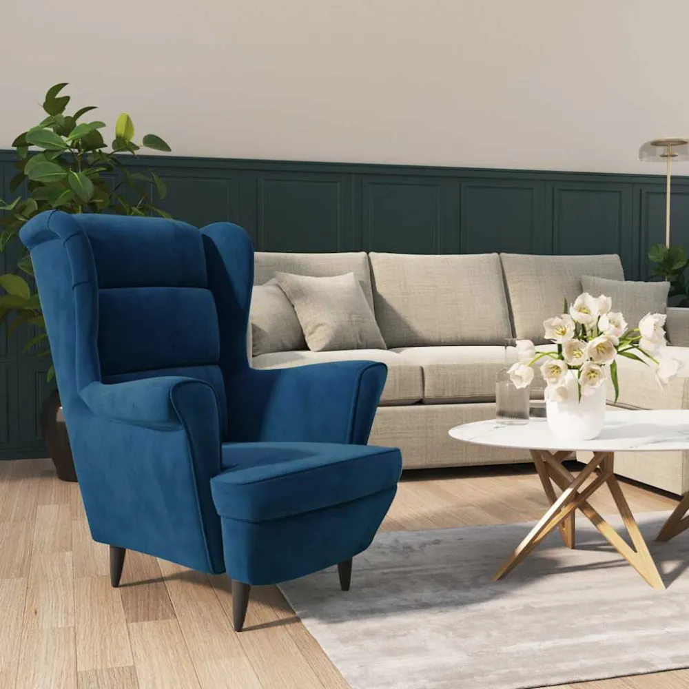 Fauteuil fluweel blauw