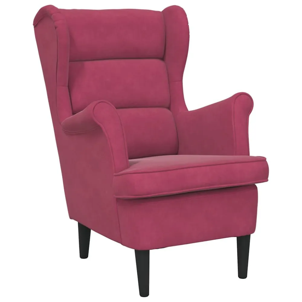 Fauteuil fluweel wijnrood