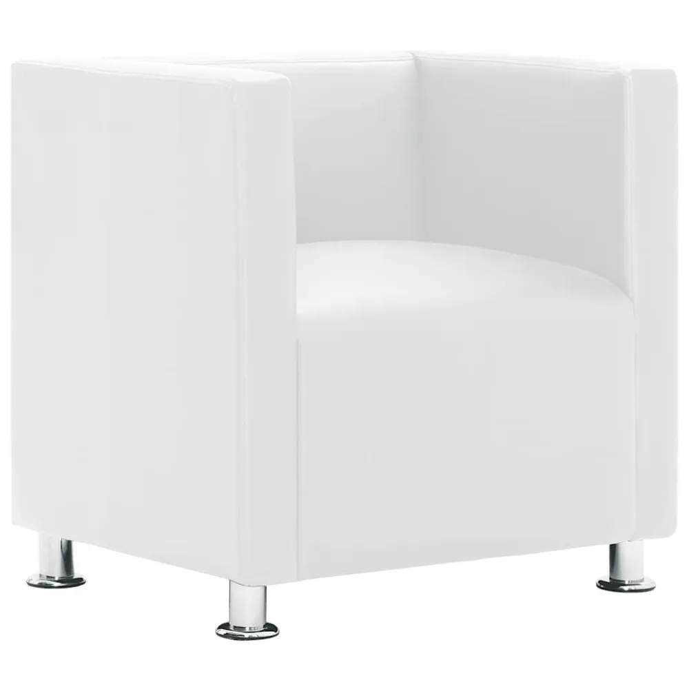 Fauteuil kubus kunstleer wit