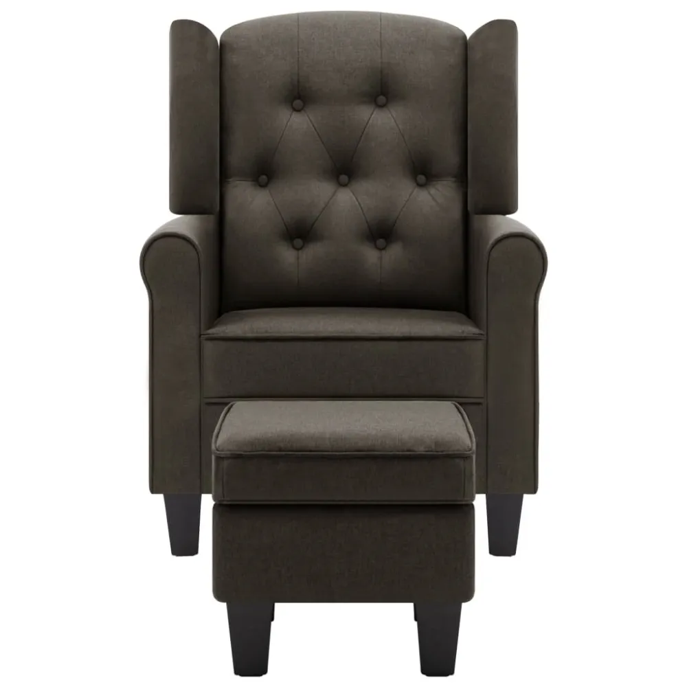 Fauteuil met voetenbankje stof taupe