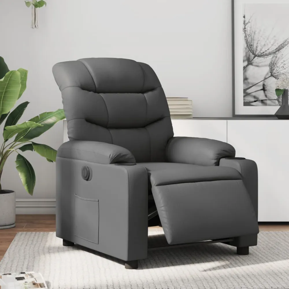 Fauteuil verstelbaar elektrisch kunstleer grijs
