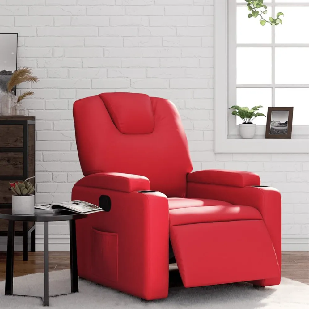 Fauteuil verstelbaar elektrisch kunstleer rood