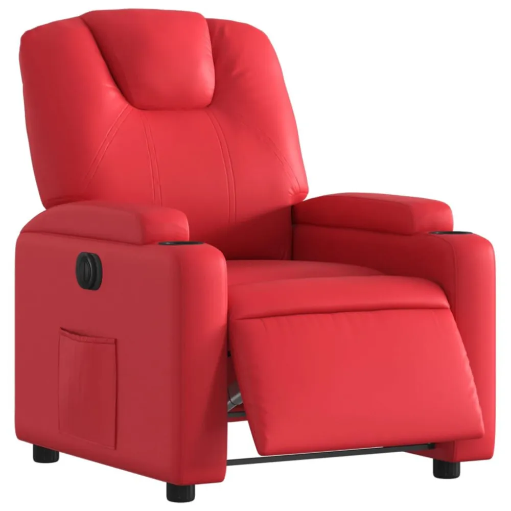 Fauteuil verstelbaar elektrisch kunstleer rood
